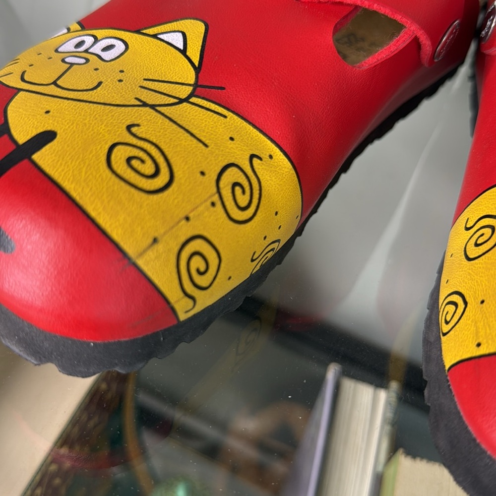 Birkenstock Birki’s Woodby Red Bridget Cat Clogs size 3.5 - Picture 5 of 9